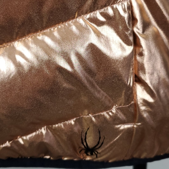 Spyder water resistant rose gold puffy hoodie women jacket size L New - Picture 6 of 15